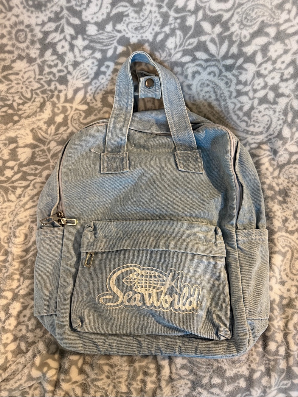 Light Blue Canvas SeaWorld Backpack